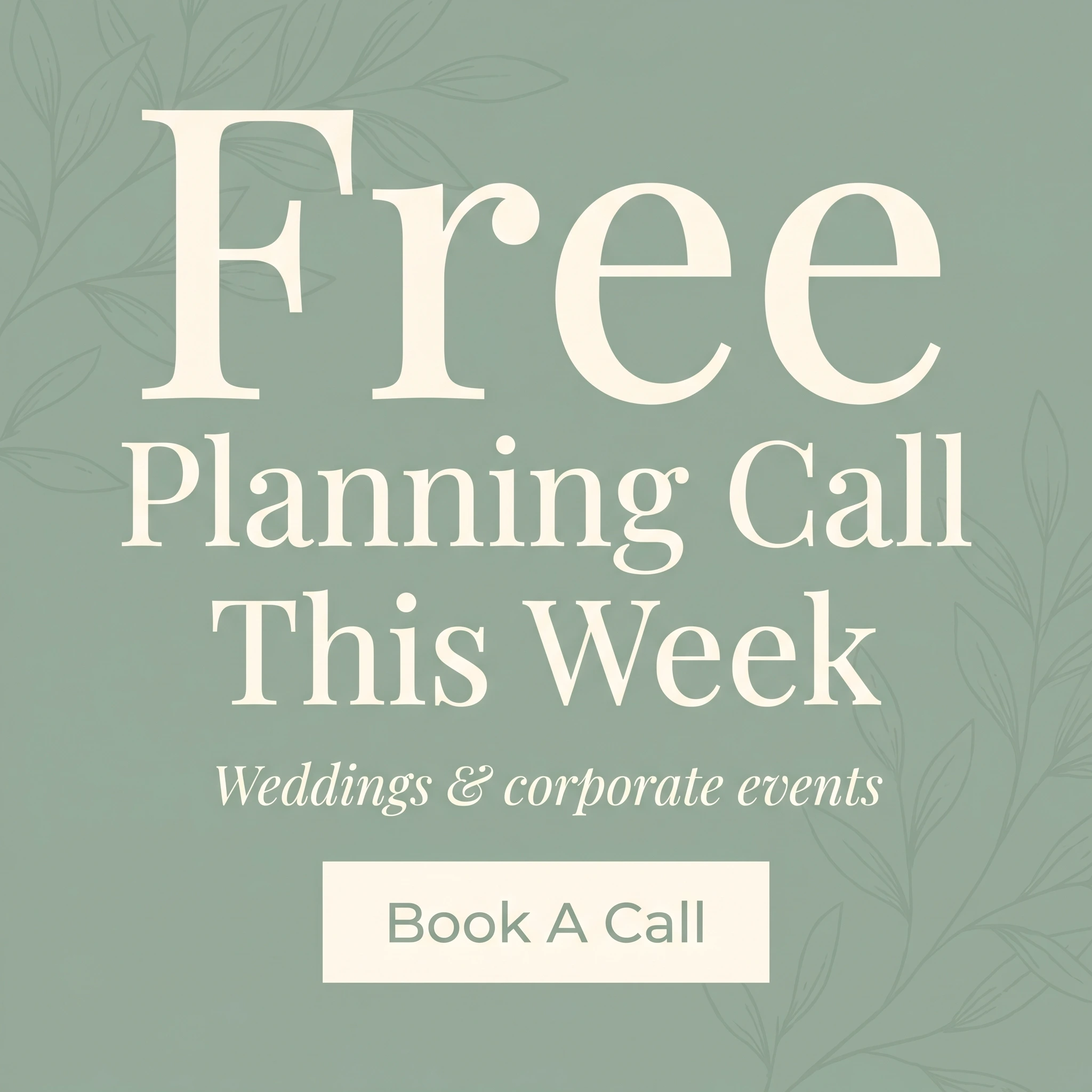 Event planning offer ad example: typography-led promo reading 'Free Planning Call This Week'